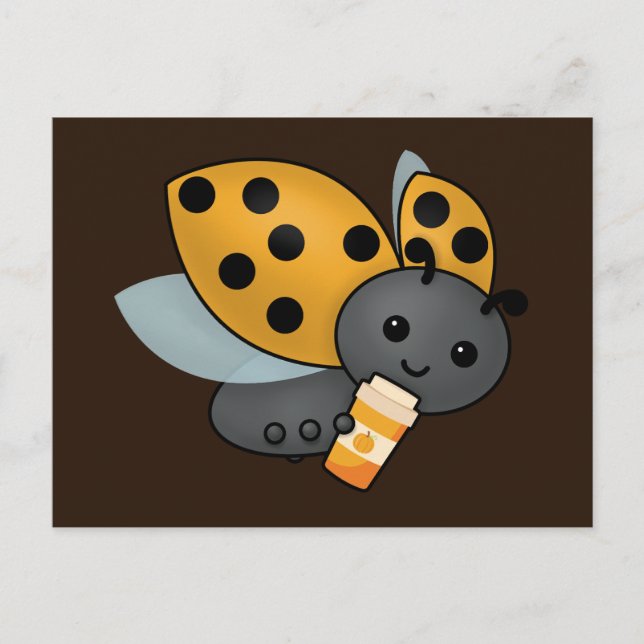 Carte Postale T-shirt citrouille Latte Ladybug (Devant)