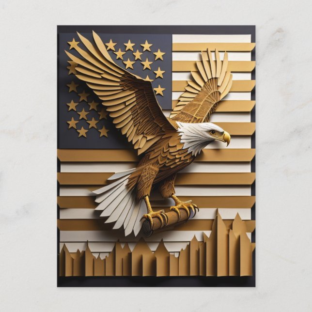 Carte Postale T-shirt Eagle 3D Paper Art Design (Devant)