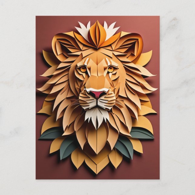 Carte Postale T-shirt Lion 3D Paper Art Design (Devant)