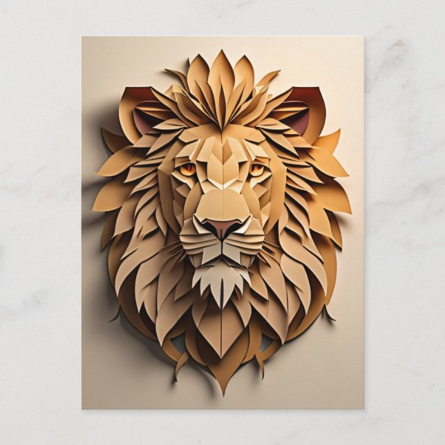 Carte Postale T-shirt Lion 3D Paper Art Design (Devant)
