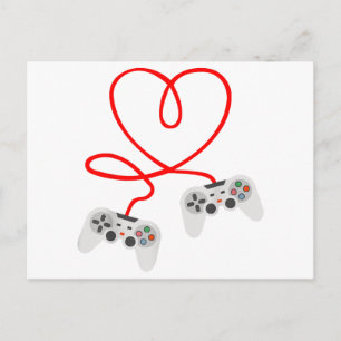 Carte Postale T-Shirt Saint-Valentin Joueur Vidéo Avec Manette