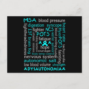 Carte Postale T-shirt Sensibilisation Dysautonomia Ribbon Turquo