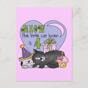 Carte Postale T-shirts et cadeaux Amoureux de les chats 4e anniv