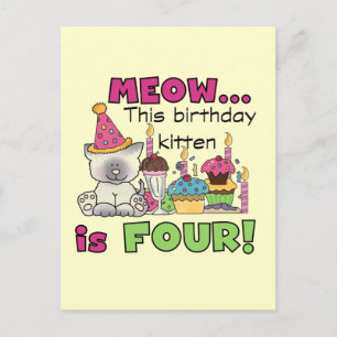 Carte Postale T-shirts et cadeaux d'anniversaire 4th Kitten