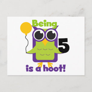 Carte Postale T-shirts et cadeaux de 5 ans de Hoot Owl