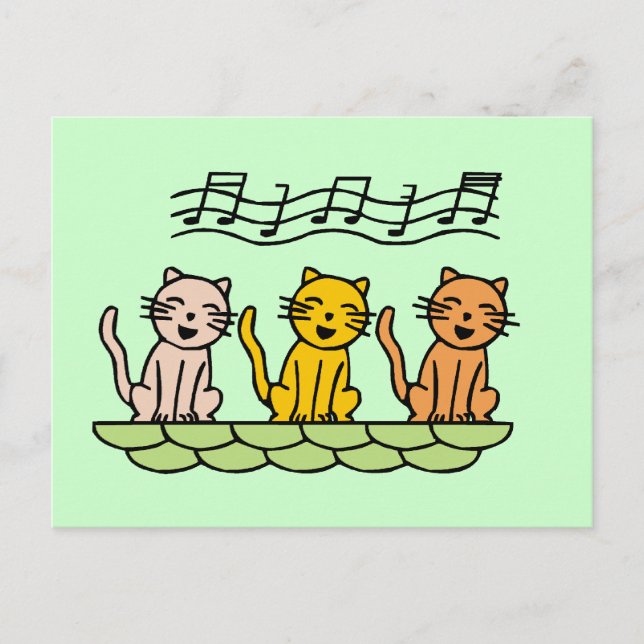 Carte Postale T-shirts et Cadeaux de Chats Chantants (Devant)