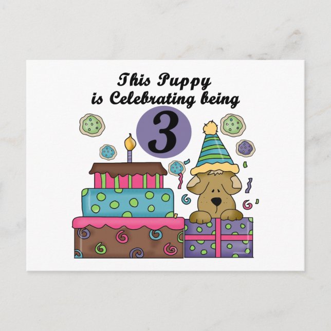 Carte Postale T-shirts et cadeaux de marionnettes 3e anniversair (Devant)