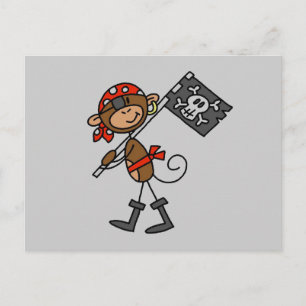 Carte Postale T-shirts et Cadeaux de Singe Pirate avec Drapeau
