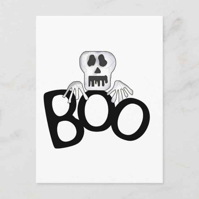 Carte Postale T-shirts et Cadeaux de Squelette Boo (Devant)