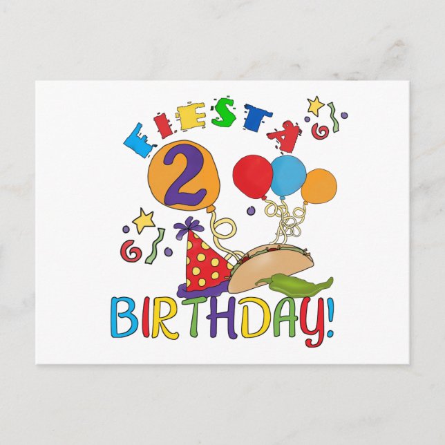 Carte Postale T-shirts et cadeaux Fiesta 2e anniversaire (Devant)