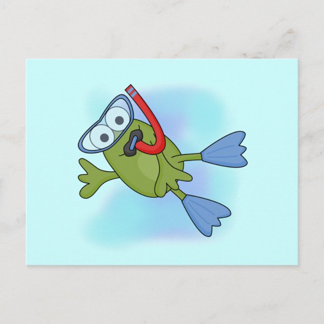 Carte Postale T-shirts et cadeaux Frog Snorkeler (Devant)
