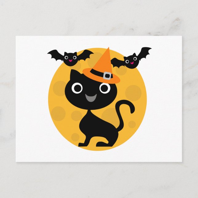 Carte Postale T-shirts et cadeaux Halloween Chats et chauves-sou (Devant)