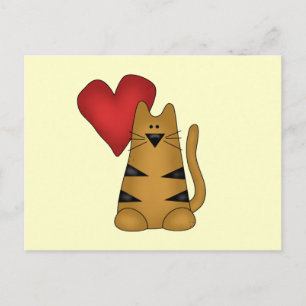 Carte Postale T-shirts et cadeaux Heart and Striped Cat