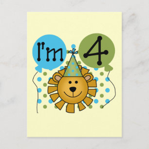 Carte Postale T-shirts et cadeaux Lion 4th Birthday