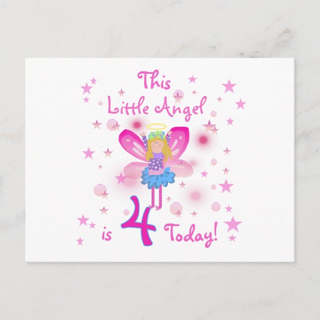 Carte Postale T-shirts et cadeaux Little Angel 4th Birthday (Devant)