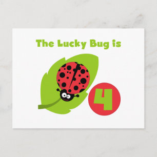 Carte Postale T-shirts et cadeaux Lucky Bug 4th Birthday