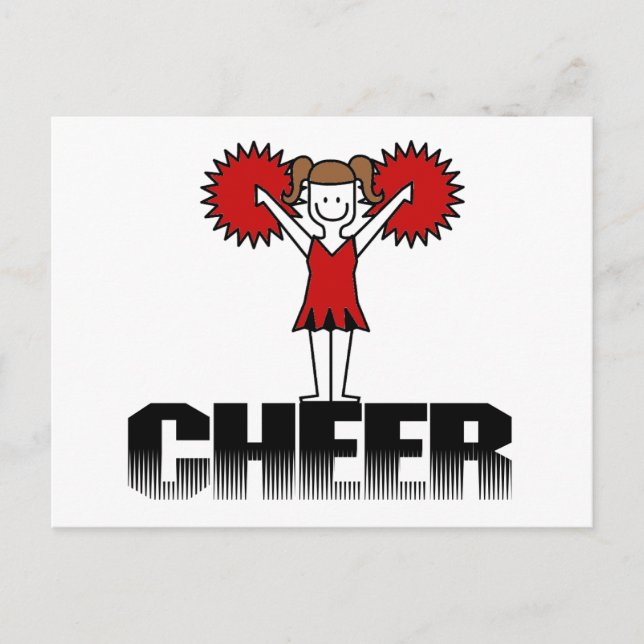 Carte Postale T-shirts et cadeaux Pom-pom girl rouges (Devant)