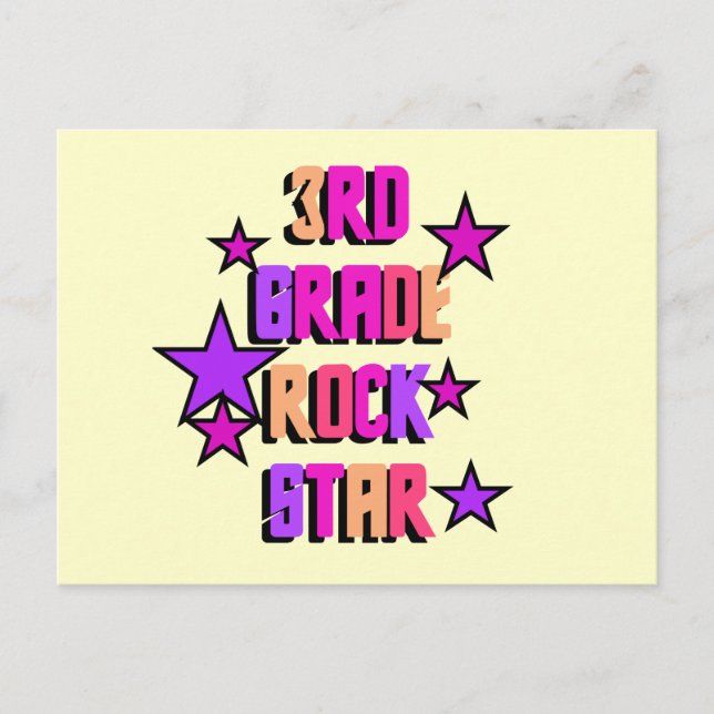 Carte Postale T-shirts et cadeaux Rock Star de 3e année (Devant)