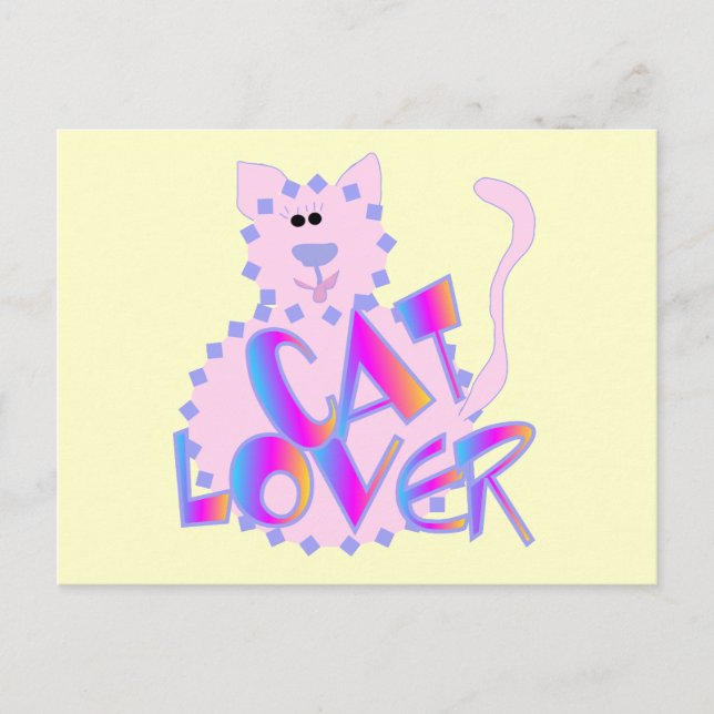 Carte Postale T-shirts et cadeaux roses d'amoureux des chats (Devant)