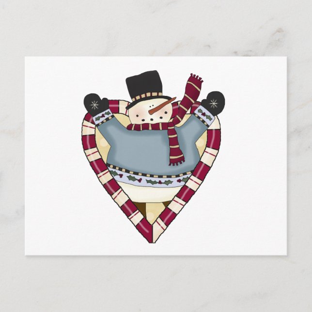 Carte Postale T-shirts et cadeaux Snowman Love (Devant)