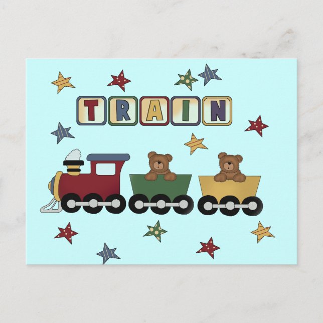 Carte Postale T-shirts et cadeaux Teddy Bear Train (Devant)
