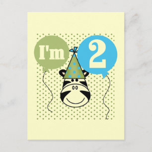 Carte Postale T-shirts et cadeaux Zebra 2e anniversaire