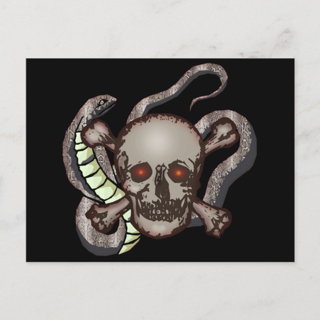 Carte Postale T-shirts Snake et Skull Biker Cadeaux (Devant)