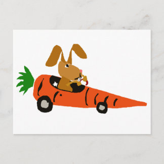 Carte Postale TA- Drôle lapin lapin conduisant Carotte Cartoon v
