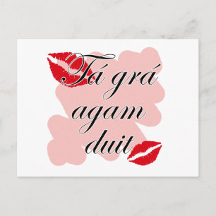 Carte Postale Tá grá agam duit - Irish Gaelic Je vous aime