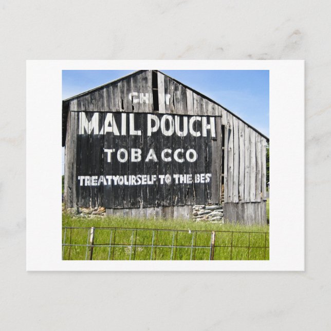 Carte Postale Tabac à pochette à mâcher, vieille grange (Devant)