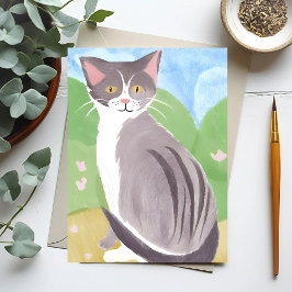 Carte Postale Tabby Gris | Peinture aquarelle