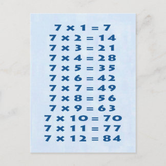Carte postale table de multiplication de 7