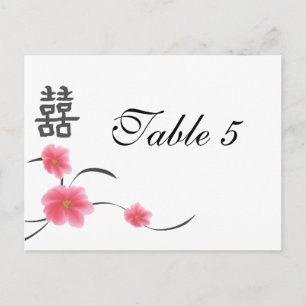 Carte Postale Table Number Card Cherry Blossom Double Happiness