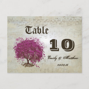 Carte Postale Table Numéro Feuille de Cœur de Sangria
