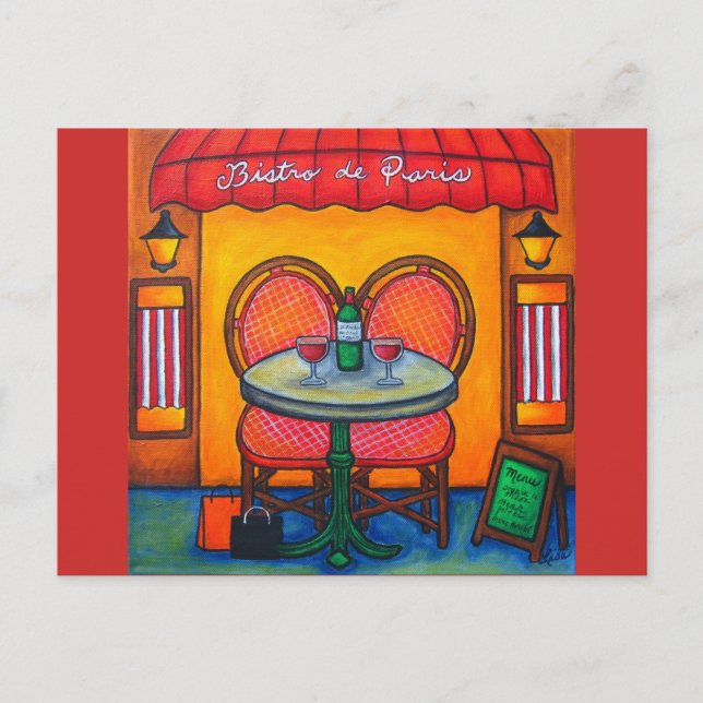 Carte Postale Table pour deux, Paris Bistro Par Lisa Lorenz (Devant)