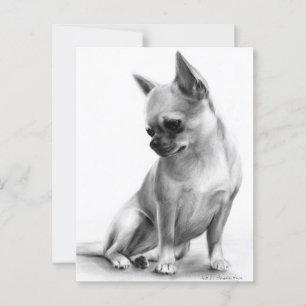 Carte Postale Tableau à la main de l'oeuvre de Chihuahua réfléch