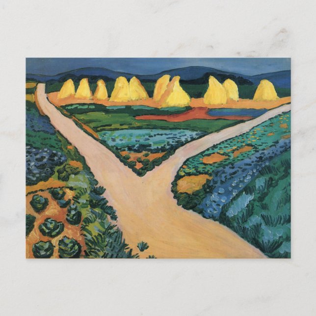 Carte Postale Tableau d'August Macke, Champs de légumes (Devant)