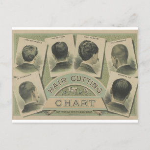 Carte Postale Tableau de coupe des cheveux en barbier vintage 18