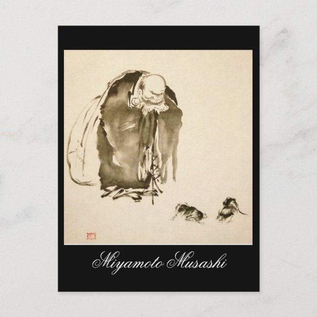 Carte Postale Tableau de Miyamoto Musashi, c. Années 1600 (Devant)