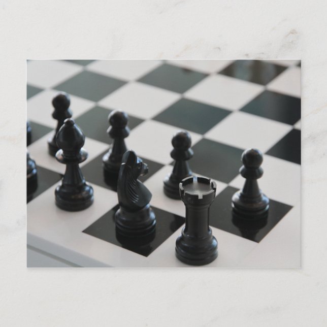 Carte postale Tableau d'échecs et pièces (Devant)