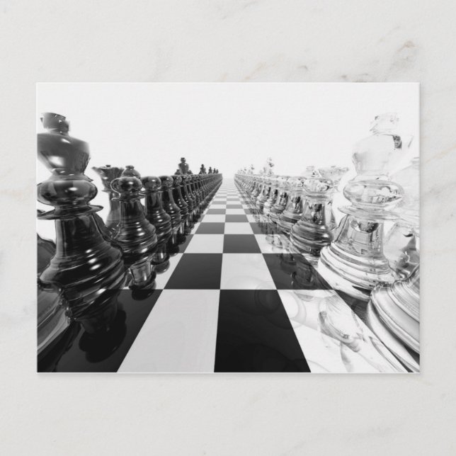 Carte Postale Tableau d'échecs noir et blanc 3D (Devant)