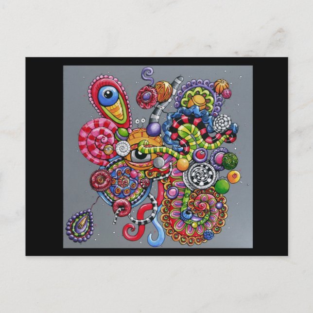 Carte Postale Tableau Doodle Vibrant (Devant)