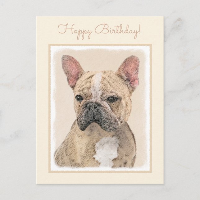 Carte Postale Tableau Français Bulldog (Sable) - Joli Original D (Devant)