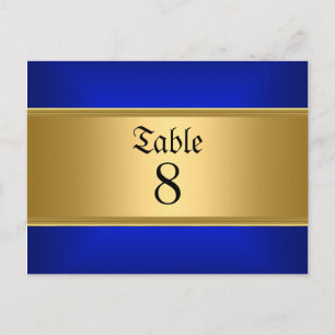 Carte Postale Tableau Mariage bleu Numéros Royal Blue