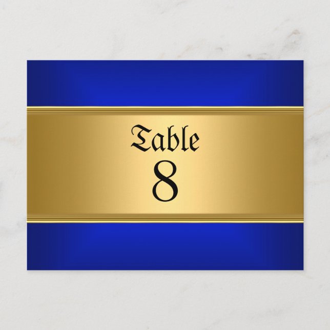 Carte Postale Tableau Mariage bleu Numéros Royal Blue (Devant)