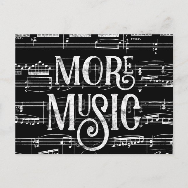Carte Postale Tableau noir de musique - Musicien noir et blanc (Devant)