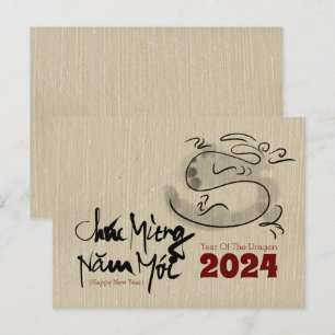 Carte Postale Tableau original Dragon Nouvel An vietnamien 2024