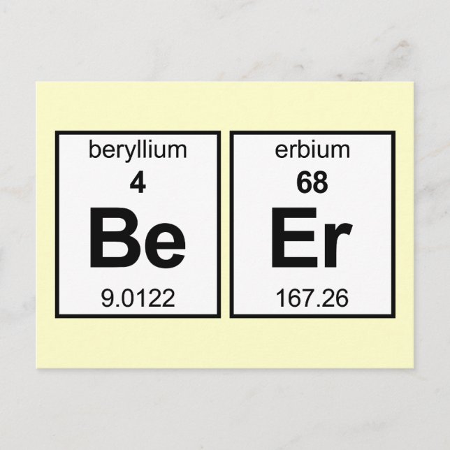 Carte Postale Tableau périodique BeEr (Devant)