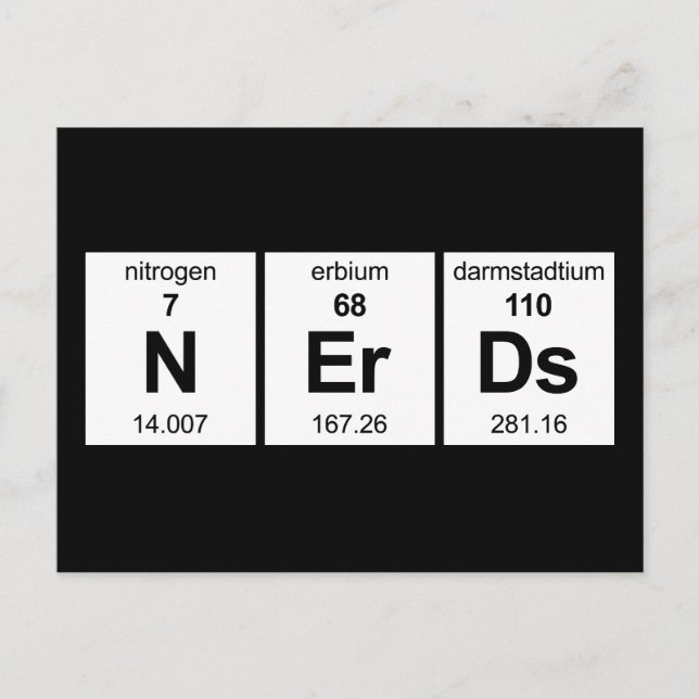 Carte Postale Tableau périodique NErDs (Devant)