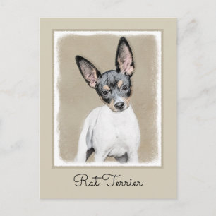 Carte Postale Tableau Rat Terrier - Cute Original Chien Art